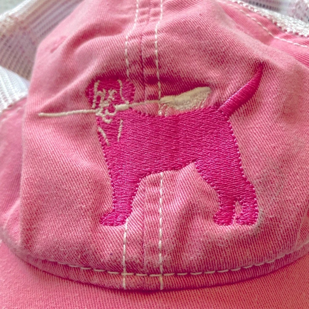 Ahead Lacrosse Dog Trucker Hat‎ Pink White Adjustable Girls OS